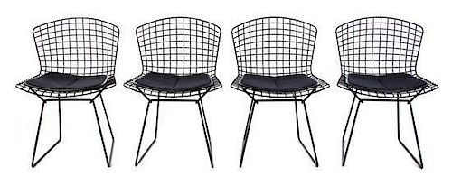 * A Set of Four Harry Bertoia Enameled Wire Chairs, for Knoll, Height 29 1/2 inches.