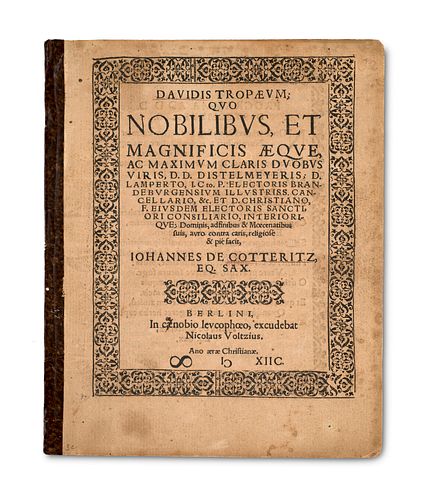 Koetteritz, Johannes von Davidis Tropaeum, quo Nobilibus, et Magnificis aeque ... D.D. Distelmeyer ... Berlin, N. Voltzius, 1592. 6 Bll. geheftet.