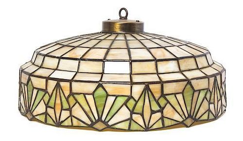 * An American Leaded Glass Hanging Shade, Diameter 16 1/2 inches.
