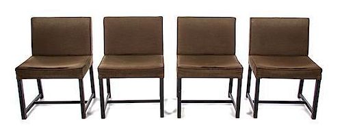 * A Set of Six American Upholstered Side Chairs, Directional, Height 31 inches.