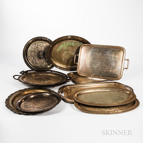 Eleven Silver-plated Serving Trays