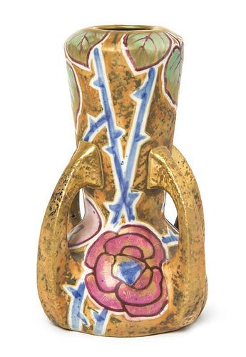 A Continental Art Nouveau Pottery Vase, Height 7 inches.
