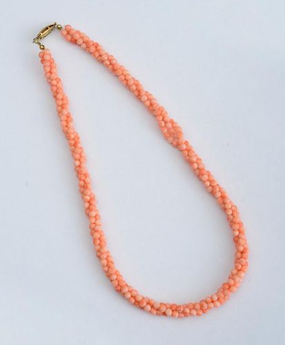 Pink Coral Bead Three-Strand Necklace