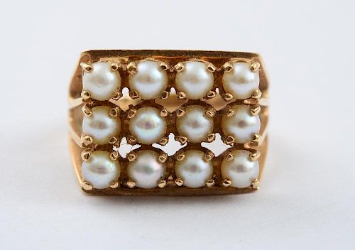 14k Gold, and Seed Pearl Ring