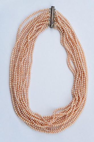 Multi-Strand Freshwater Pink Pearl Necklace