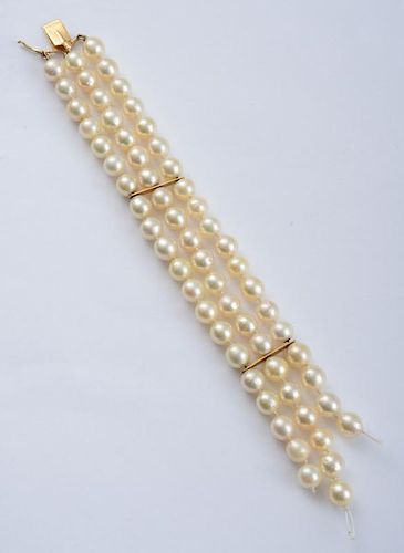 Three-Strand Cultured Pearl Bracelet