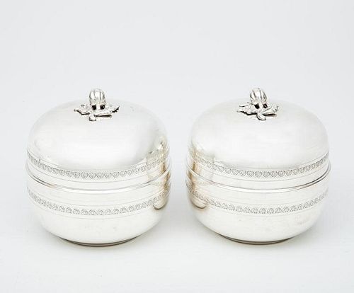 Pair of Silver-Plated Jars and Covers