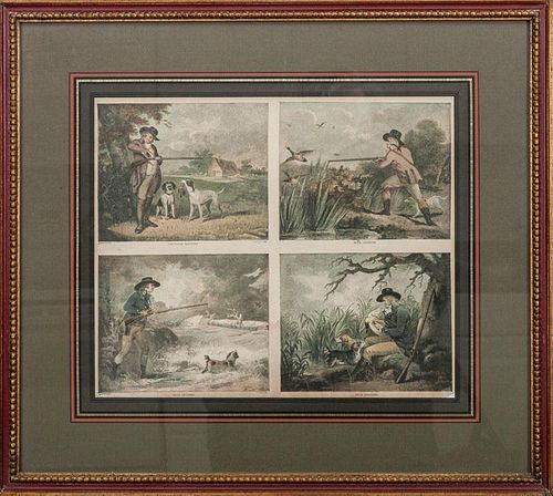 After George Morland (1763-1804): Partridge Shooting; Duck Shooting; Snipe Shooting; and Duck Shooting