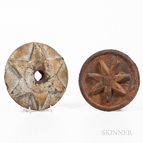 Two Cast Iron Building "Star" Plates