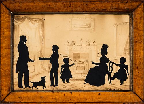 Framed Interior Silhouette Family Scene