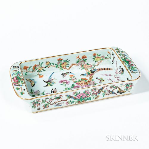 Celadon Bird and Butterfly Ice Cream Tray