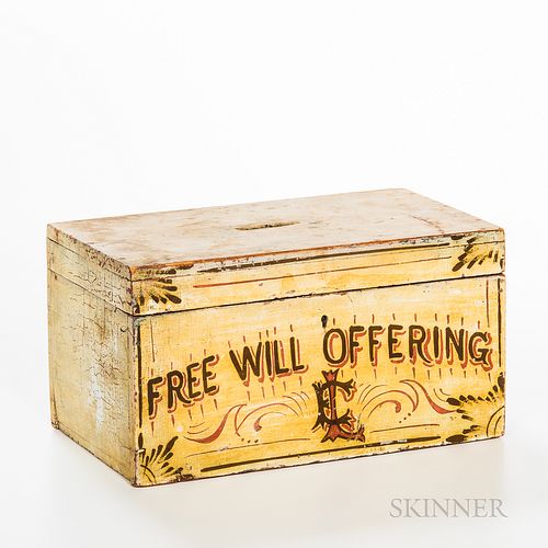Paint Decorated "Free Will Offering" Box