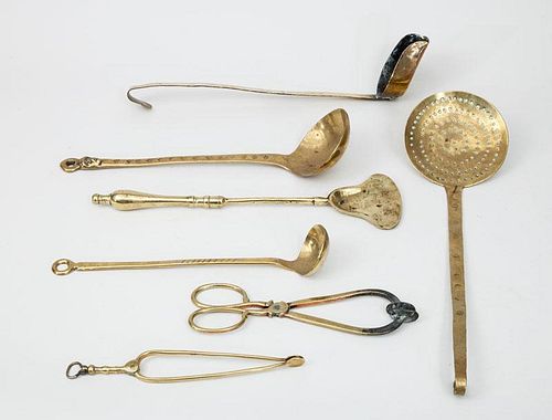 Group of Seven French and Continental Brass Utensils