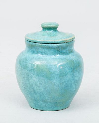 Pisgah Forest Pottery Turquoise-Glazed Pottery Jar and Cover
