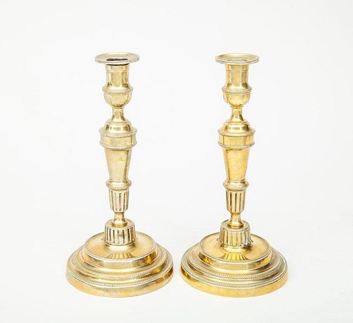 Pair of Louis XVI Brass Candlesticks