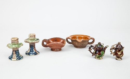 Six French Miniature Pottery Articles