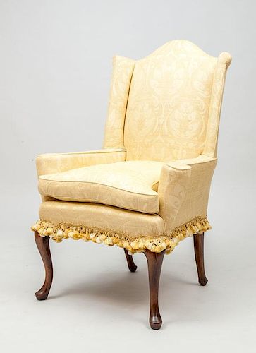 Queen Anne Style Mahogany Wing Chair