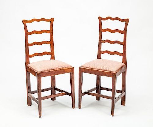 Pair of George III Style Mahogany Ladder Back Side Chairs
