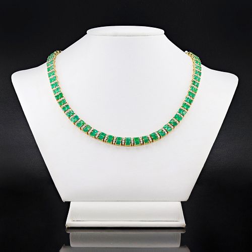 Emerald& Diamond 14K Yellow Gold Necklace