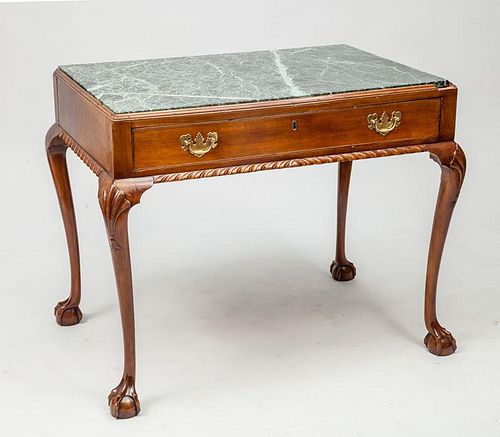 Chippendale Style Mahogany Side Table with Marble Top