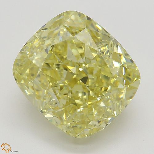 4.04 ct, Natural Fancy Yellow Even Color, VS2, Cushion cut Diamond (GIA Graded), Appraised Value: $148,600 
