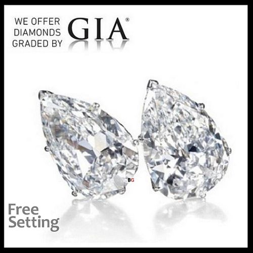 8.02 carat diamond pair Pear cut Diamond GIA Graded 1) 4.00 ct, Color D, VS2 2) 4.02 ct, Color D, VS2. Appraised Value: $751,800 