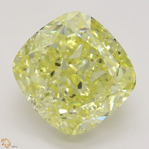 4.26 ct, Natural Fancy Yellow Even Color, VS2, Cushion cut Diamond (GIA Graded), Appraised Value: $151,600 