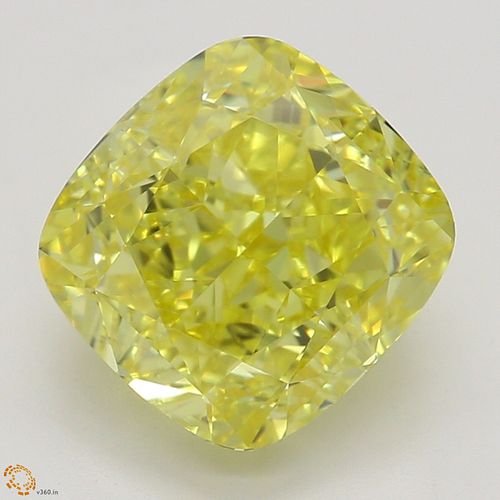 2.14 ct, Natural Fancy Vivid Yellow Even Color, IF, Cushion cut Diamond (GIA Graded), Appraised Value: $250,300 