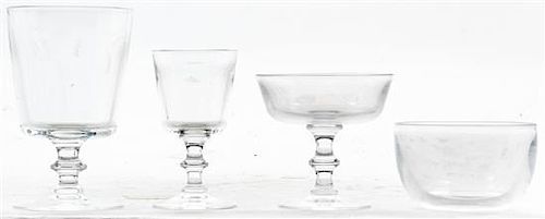 * A Partial Set of Steuben Glassware, Height of tallest 5 3/4 inches.