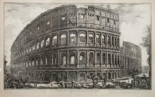 Francesco Piranesi (1758-1810): Veduta dell' Anfiteatro Flavio, detto il Colosseo; Veduta della gran Piazz e Basilica dis. Pietro; and Veduta in Prosp