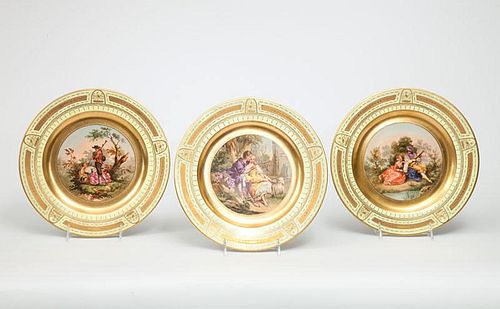 Set of Three Vienna Porcelain Type Transfer-Printed Scenic Plates