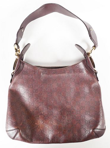 Vtg GUCCI Brown Leather Hobo Handbag