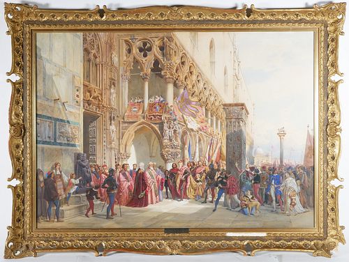 CARL WERNER, Watercolor, Venetian Scene