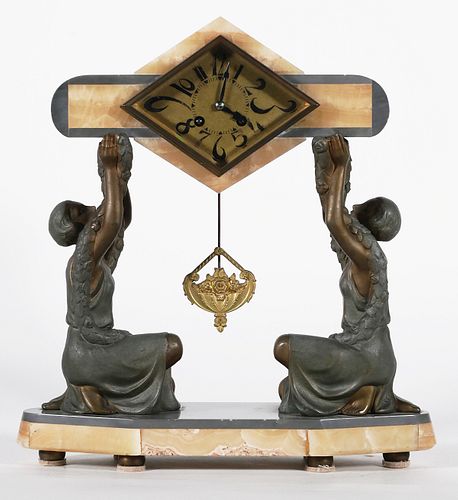 Antique Figural French Art Deco Clock