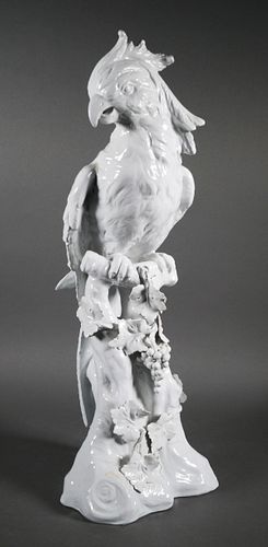 Glazed White Porcelain Parrot 