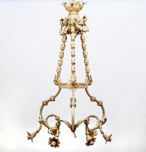 Louis XVI Style Gilt-Metal Six-Light Chandelier
