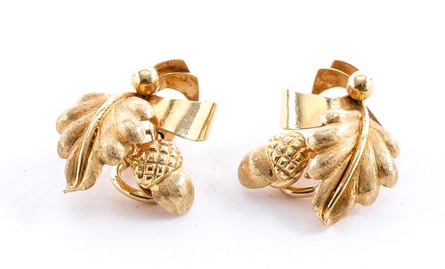 Pair of 18K Yellow Gold Acorn Earrings