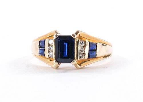 10K, Sapphire & Diamond Ring