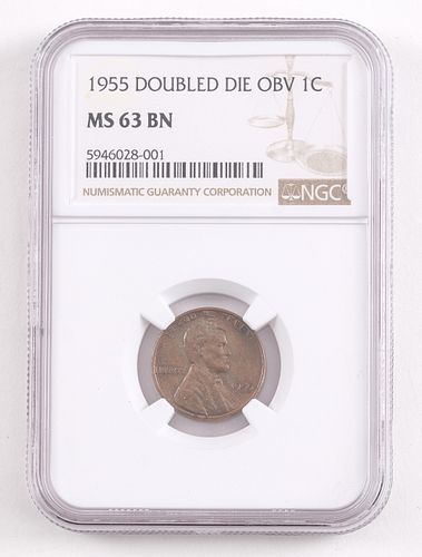 1955 Double Die Lincoln Cent - MS63 BN
