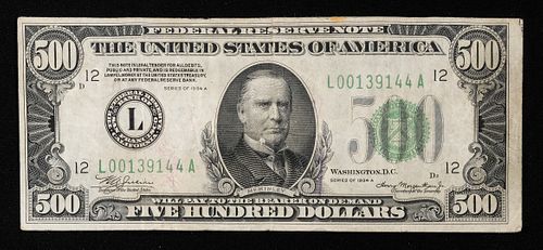 U.S. $500 Dollar Note - Series of 1934 - A