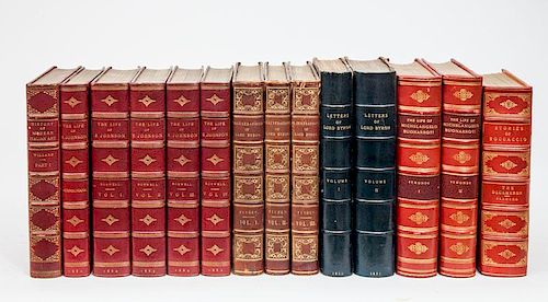 Group of Fourteen Tooled Leather-Bound Volumes