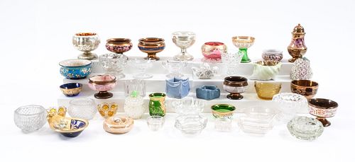 42 Glass & Ceramic Open Salts - Pattern Glass