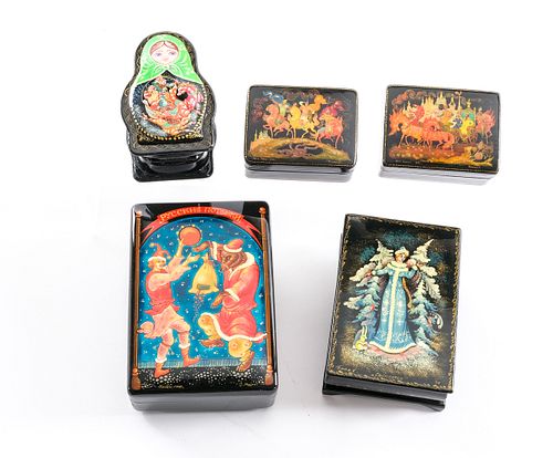 5 Russian Lacquer Boxes