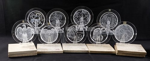Eleven Lalique Annual Plates