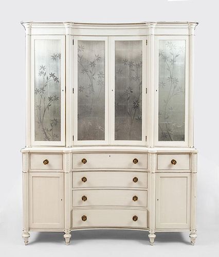 George III Style White Painted and Silvered Bookcase, Modern