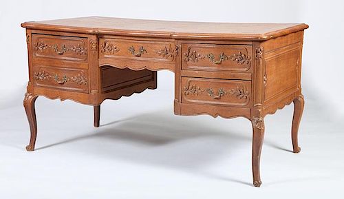 Louis XV Style Provincial Oak Bureau Plat