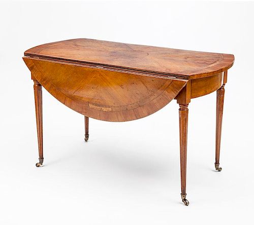 Continental Neoclassical Style Oval Drop-Leaf Walnut Table