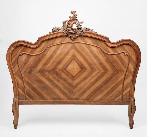 Louis XV Style Carved Walnut Bed and a Louis XV Style Walnut Table de Chevet