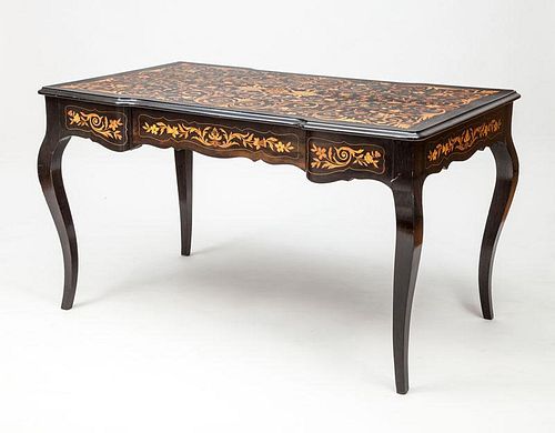 Continental Rococo Style Fruitwood Marquetry Writing Table, Possibly Dutch