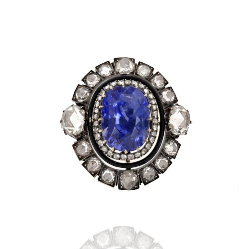 AGL Sapphire and Diamond Pendant / Brooch